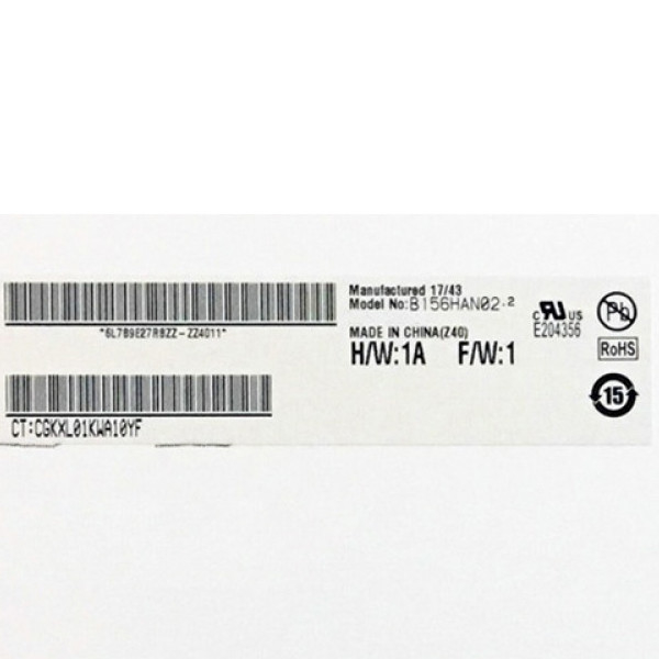 AUO แถบแนวตั้ง 15.6 นิ้ว LCD บานหน้าต่าง B156HAN02.2 HW1A 30pins แล็ปท็อปหน้าจอ LCD